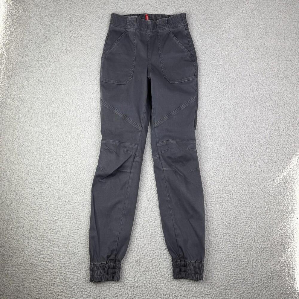SPANX Twill Moto Jogger Pull-On Pants Gray Stretch Zip Ankle Women's XS (26x29)